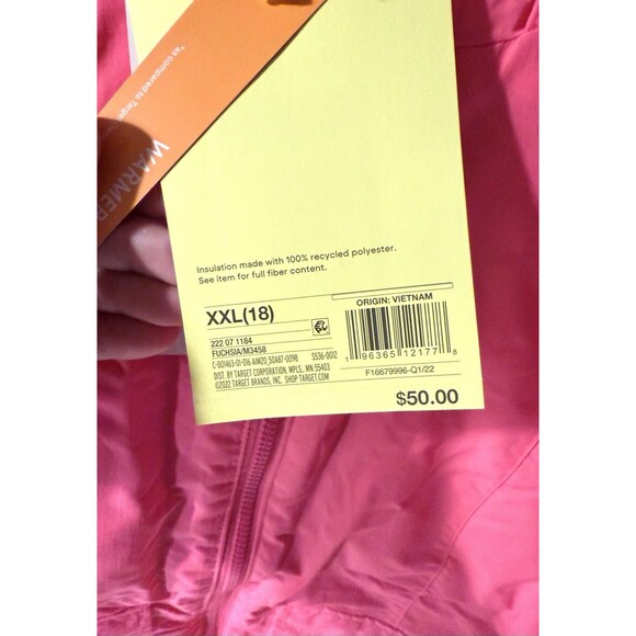 Girls Pink Anorak Jacket XXL (18) All in Motion NEW with Tags - Picture 4 of 5